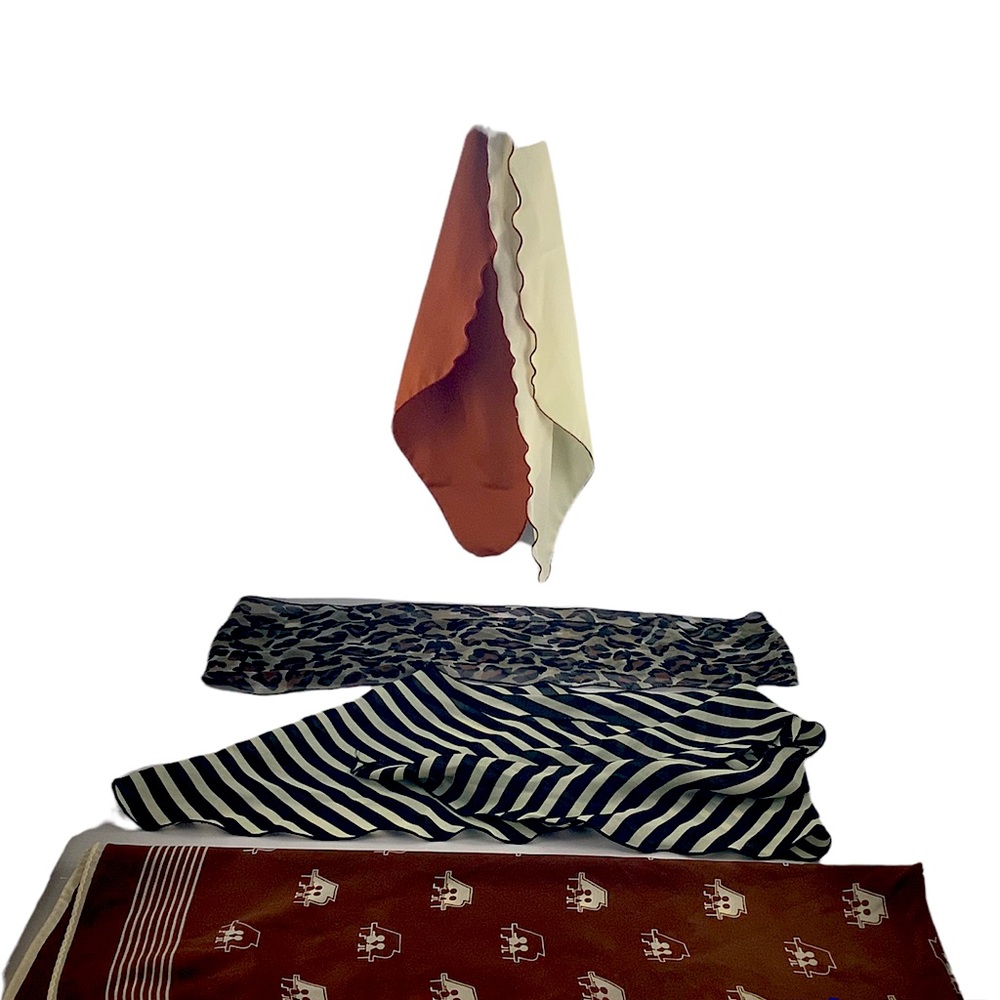Vintage Womens Neckerchiefs Set of 4 - Blacks & Browns - Various Sizes